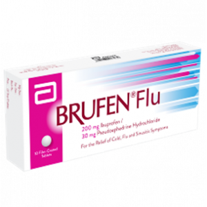 BRUFEN FLU ( Ibuprofen 200 mg + Pseudoephedrine 30 mg ) 10 Tablets